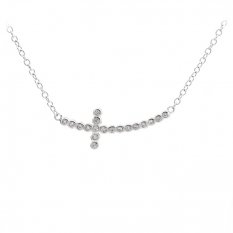 Stříbrný náhrdelník křížek s bílými zirkony KO-47669220