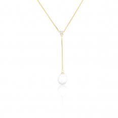 Stříbrný náhrdelník s perlou pozlacený SVLN0559SD2GP45