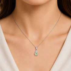 MINET Elegantní stříbrný náhrdelník se světlým mechovým achátem a zirkonem JMAS0318YN45