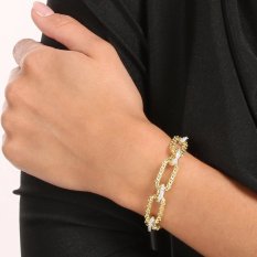 Pozlacený stříbrný náramek zdobený zirkony SVLB0936S75BK18