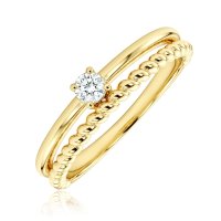 MINET Elegantní zlatý prsten s bílým zirkonem JMG0371WGR21