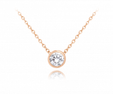 Decentní Rose gold stříbrný náhrdelník MINET s bílým zirkonem JMAS0096RN45