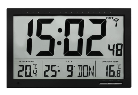 Velké digitální hodiny s vnitřní a venkovní teplotou 60.010.347
