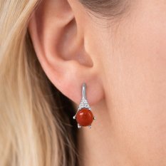 MINET Elegantní stříbrné náušnice s jaspisem a zirkony JMAS0318CE00