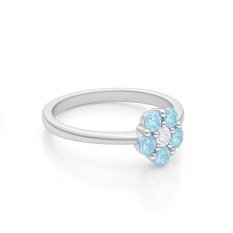 MINET Dětský stříbrný prsten KYTIČKA se světle modrými zirkony JMAD0037AR56