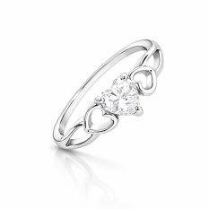 MINET Stříbrný prsten LOVE s bílým srdíčkovým zirkonem JMAS0181SR53