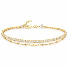 MINET Elegantní zlatý náramek s kuličkou a bílým zirkonem JMG0323WGB20