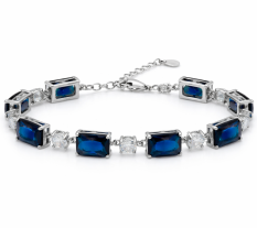 Stříbrný náramek s modrými kameny a čirými zirkony SVLB0508XH2M118