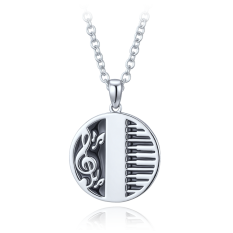 MINET Stříbrný náhrdelník piano a hudební noty JMAN0663SN50