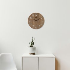 Dřevěné designové hodiny tmavě hnědé PRIM Authentic Veneer - C E07P.4242.54