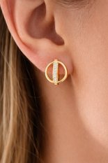 MINET Elegantní zlaté náušnice s bílými zirkony JMG0352WGE00