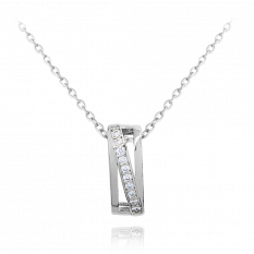 Luxusní stříbrný náhrdelník MINET s bílými zirkony JMAS0118SN45