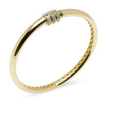 Luxusní pevný zlatý náramek zdobený zirkony BA000717