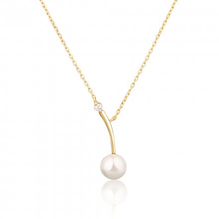Stříbrný náhrdelník s perlou pozlacený SVLN0557SD2GP45