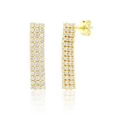Pozlacené visací stříbrné náušnice se zirkony SVLE3357XJ6GO00