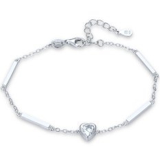MINET Decentní stříbrný náramek srdce JMAS0328SB16