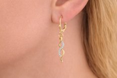 MINET Elegantní zlaté náušnice s bílými zirkony JMG0321WGE00