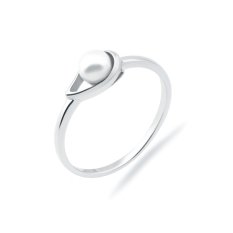 Dámský prsten z bílého zlata s perličkou RA000027