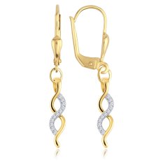 MINET Elegantní zlaté náušnice s bílými zirkony JMG0321WGE00