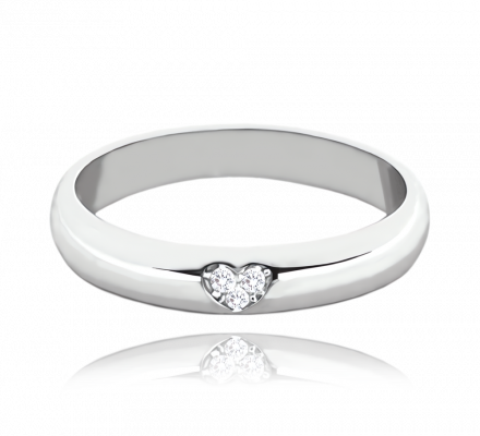 MINET stříbrný snubní prsten se srdíčkem a bílými zirkony JMAN0446SR53