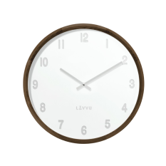 Tmavé dřevěné bílé hodiny LAVVU FADE LCT4061