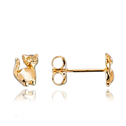 MINET Elegantní zlaté náušnice kočky JMG0106WGE01
