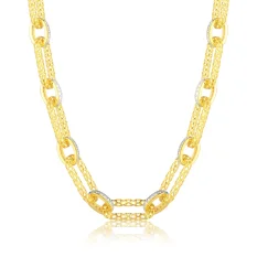 Luxusní pozlacený stříbrný náhrdelník zdobený zirkony SVLN0936S75BK45