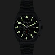 LAVVU Pánské titanové hodinky PILOT Chronograph Black 100M Sapphire LWM0292