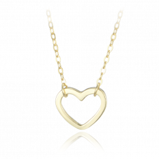 MINET Elegantní pozlacený stříbrný náhrdelník srdce JMAS0236GN45