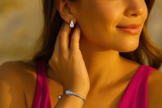 MINET Moderní zlaté náušnice kapky z bílého zlata JMG0224WSE01