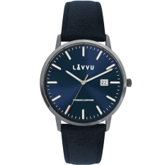 LAVVU Modré pánské hodinky se safírovým sklem Copenhagen Titanium Blue LWM0262