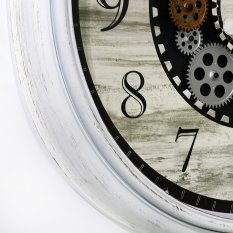 Velké hodiny v retro stylu s motivem dřeva E01.4057.00