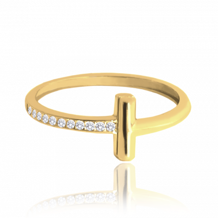 MINET Zlatý prsten s bílými zirkony JMG0008WGR55