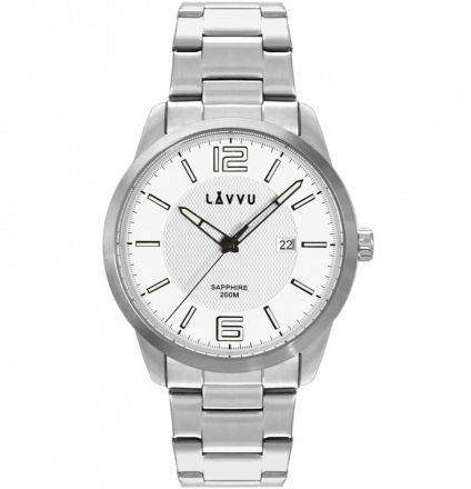 20 ATM Pánské hodinky se safírovým sklem LAVVU DYKKER Silver LWM0190