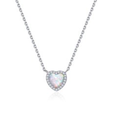 MOISS stříbrný náhrdelník s opálem SRDCE N0001001