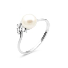 Prsten z bílého zlata s perlou KO-226810292B57