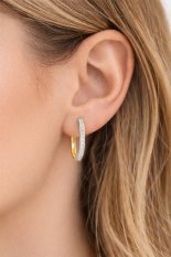 Zlaté náušnice oválné se zirkony KLON-196Z