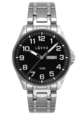 Ocelové pánské hodinky LAVVU BERGEN Black se svítícími čísly LWM0142