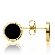 MINET Elegantní zlaté náušnice s onyxem JMG0304BGE00