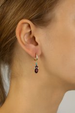 Visací zlaté náušnice s granátem ALVN-232