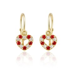 Dětské náušničky žluté zlato SRDÍČKA EAX00121