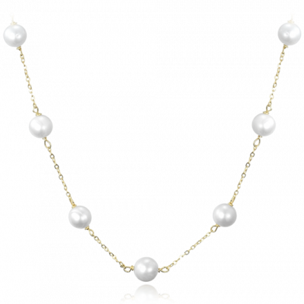 MINET Pozlacený stříbrný náhrdelník s bílými perlami JMAS7050GN50