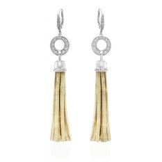 Elegantní třásňové náušnice se stříbrnými prvky a hnědým semišem JOY´s JOY-P6