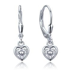 MINET Decentní stříbrné náušnice srdce JMAS0328SE00
