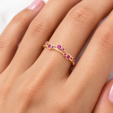 Zlatý prsten s růžovými kameny KO-226812551P/56