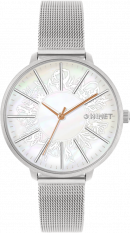 Stříbrné dámské hodinky MINET PRAGUE Silver Flower Mesh MWL5143
