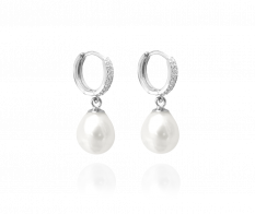 MINET Stříbrné náušnice přírodní bílé perly se zirkony JMAS7032SE00