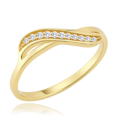 MINET Luxusní zlatý prsten s bílými zirkony JMG0292WGR55