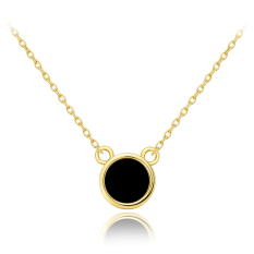 MINET Elegantní zlatý náhrdelník s onyxem JMG0304BGN45