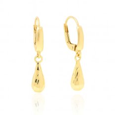 Zlaté visací náušnice s kapkovými závěsy KLON-192Z